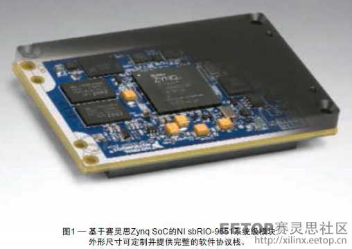 图1—基于赛灵思Zynq SoC的NI sbRIO-9651系统级模块外形尺寸可定制并提供完整的软件协议栈。